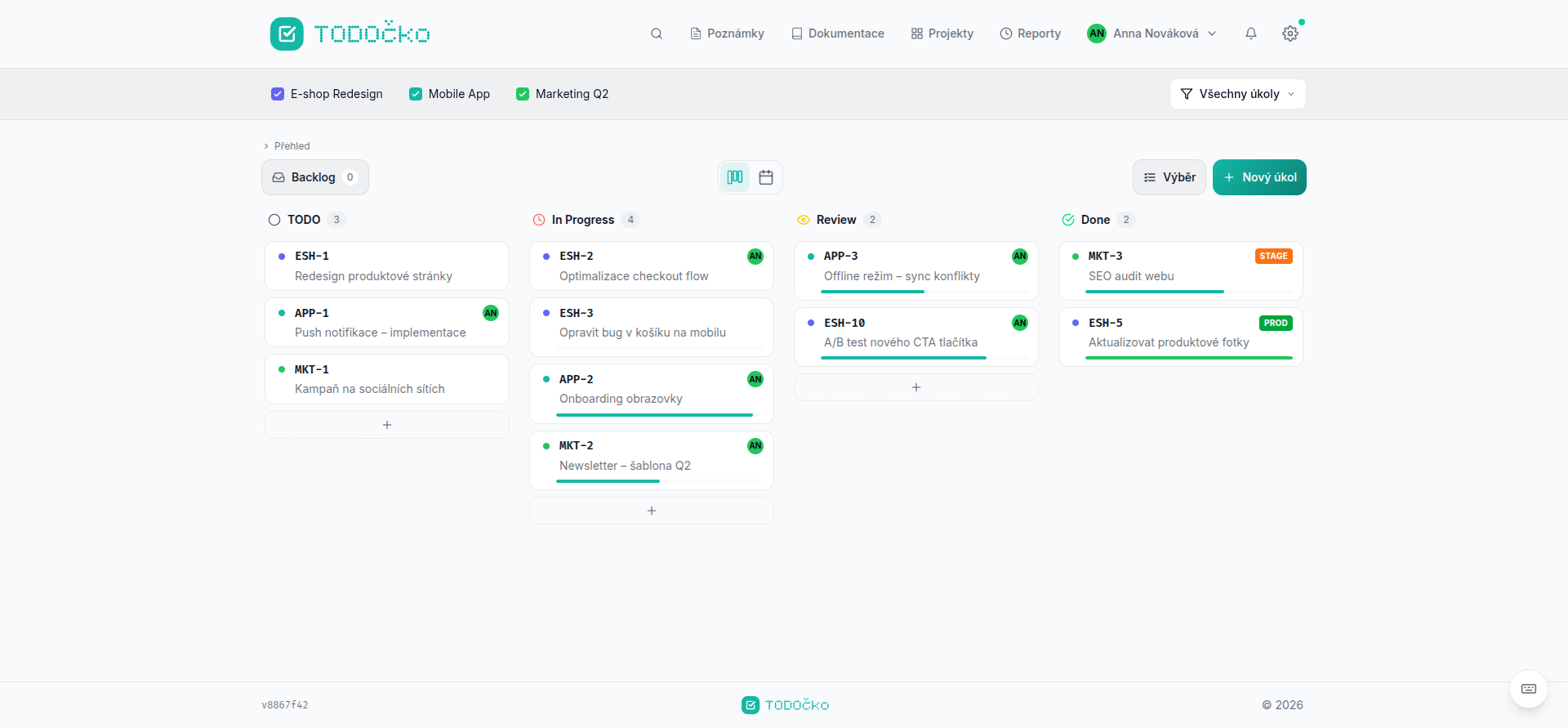 TODOčko - Kanban board s úkoly