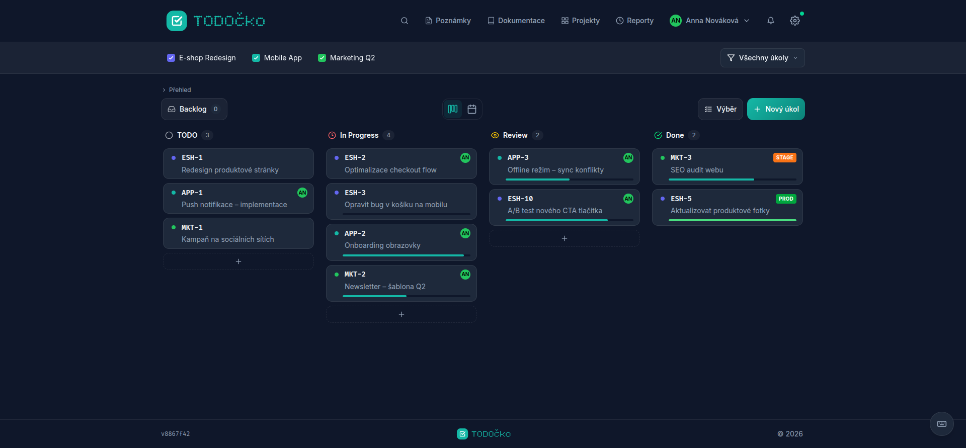 TODOčko - Kanban board s úkoly